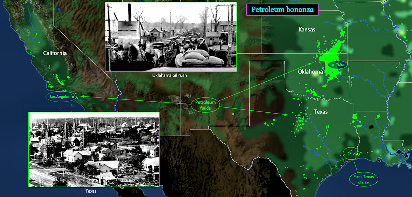 Tulsa, and Oklahoma oil, 1920s map